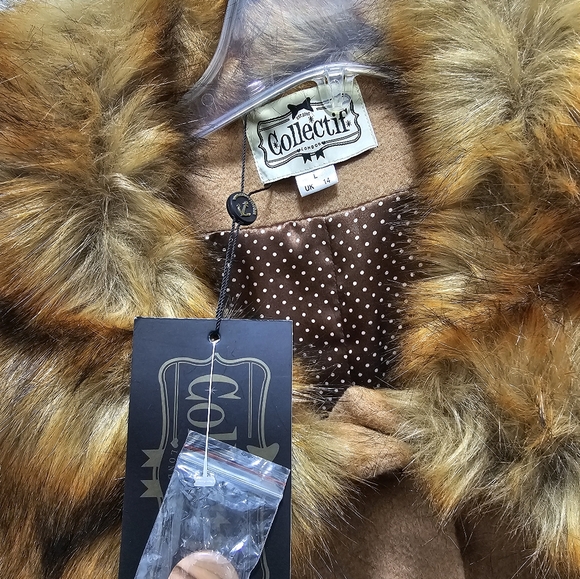 Collectif Pearl Coat L UK14 beige - Picture 3 of 6